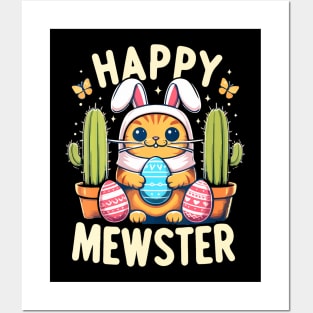 Easter Cute Cat Bunny Egg Posters and Art